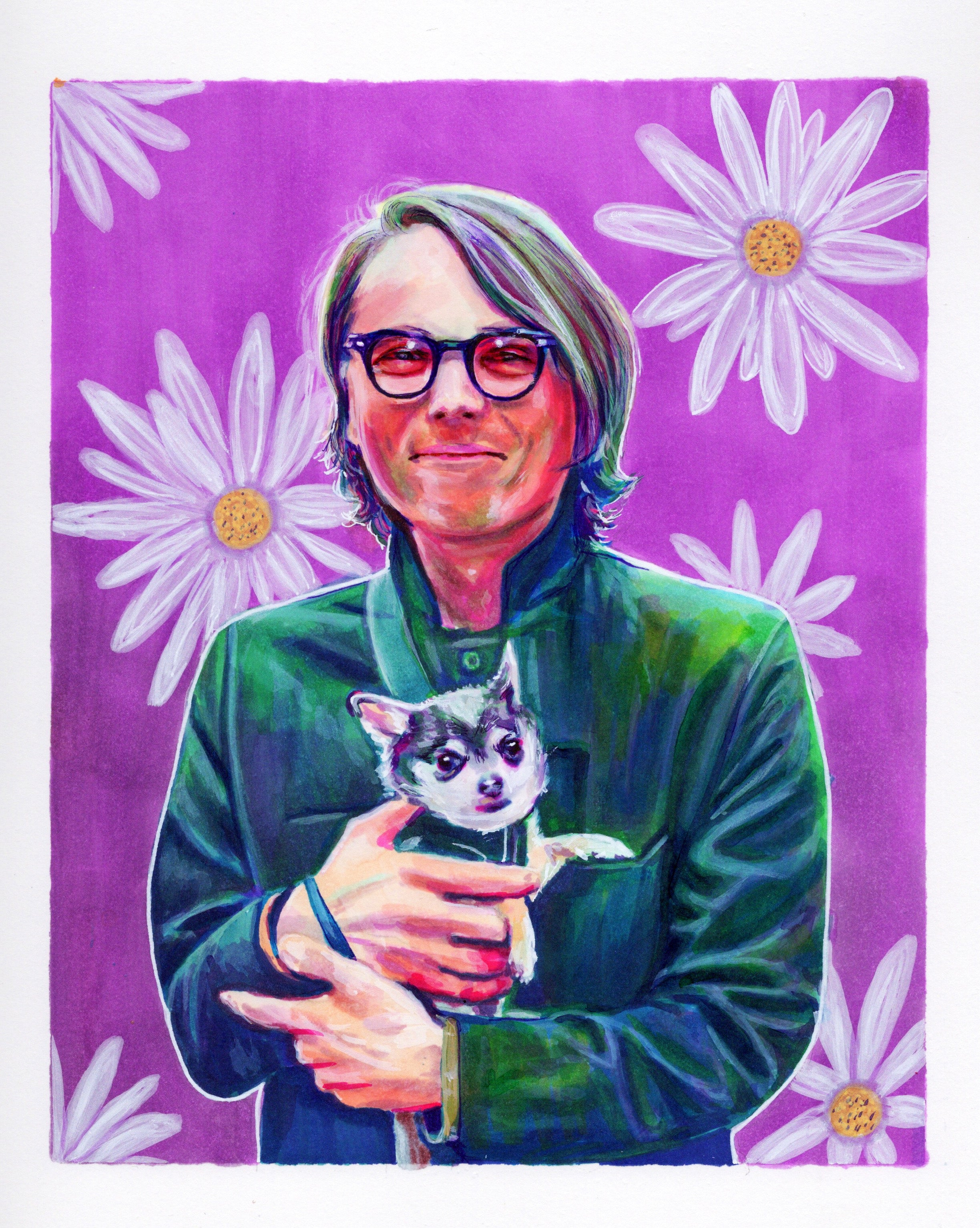 Gerard Way Holding a Dog Portrait
