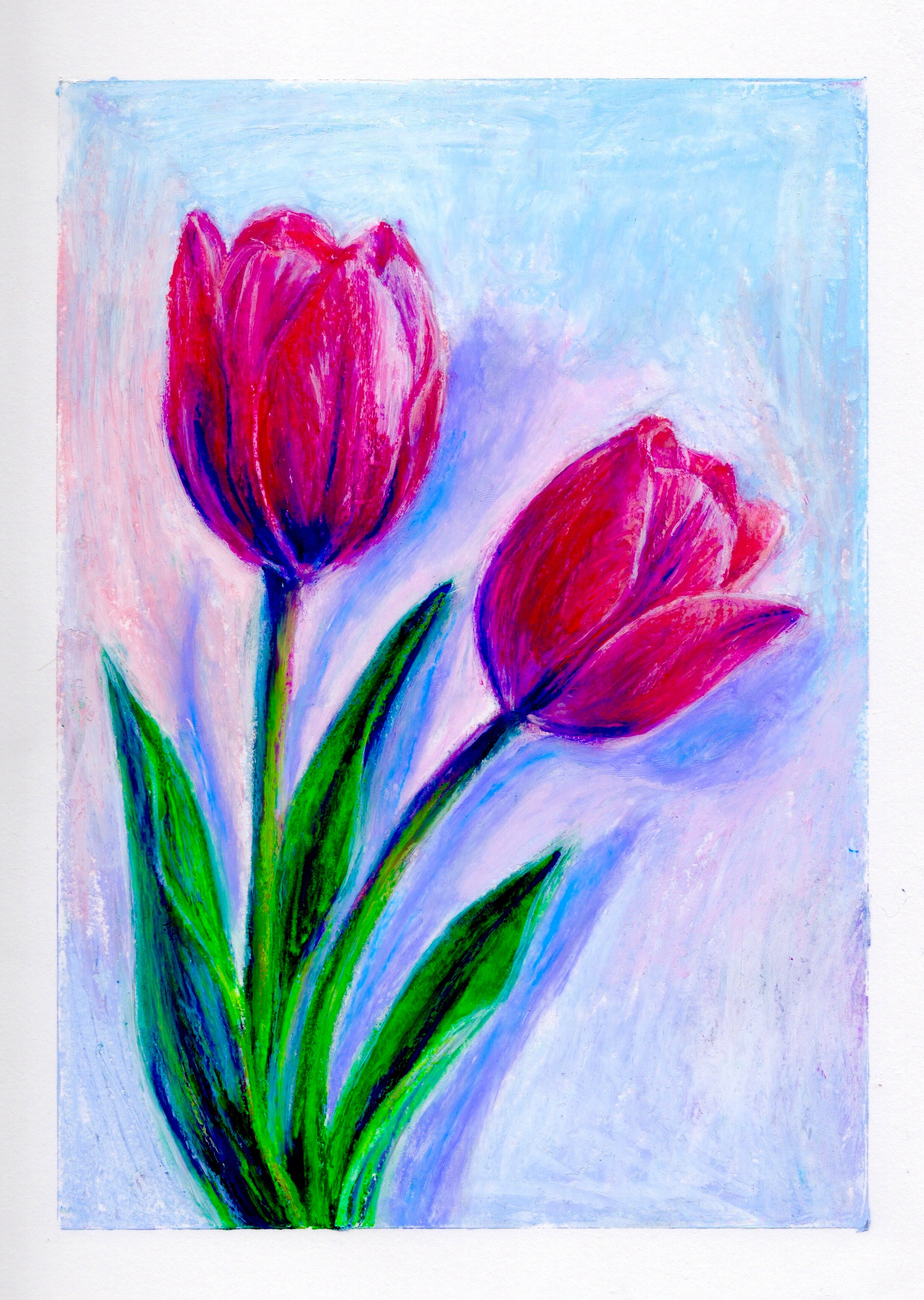 Oil Pastel Tulips